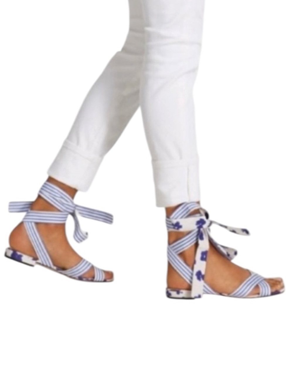 NWOT CAbi 10 Watercolor Tied Up Sandals 6013 Open Toe
